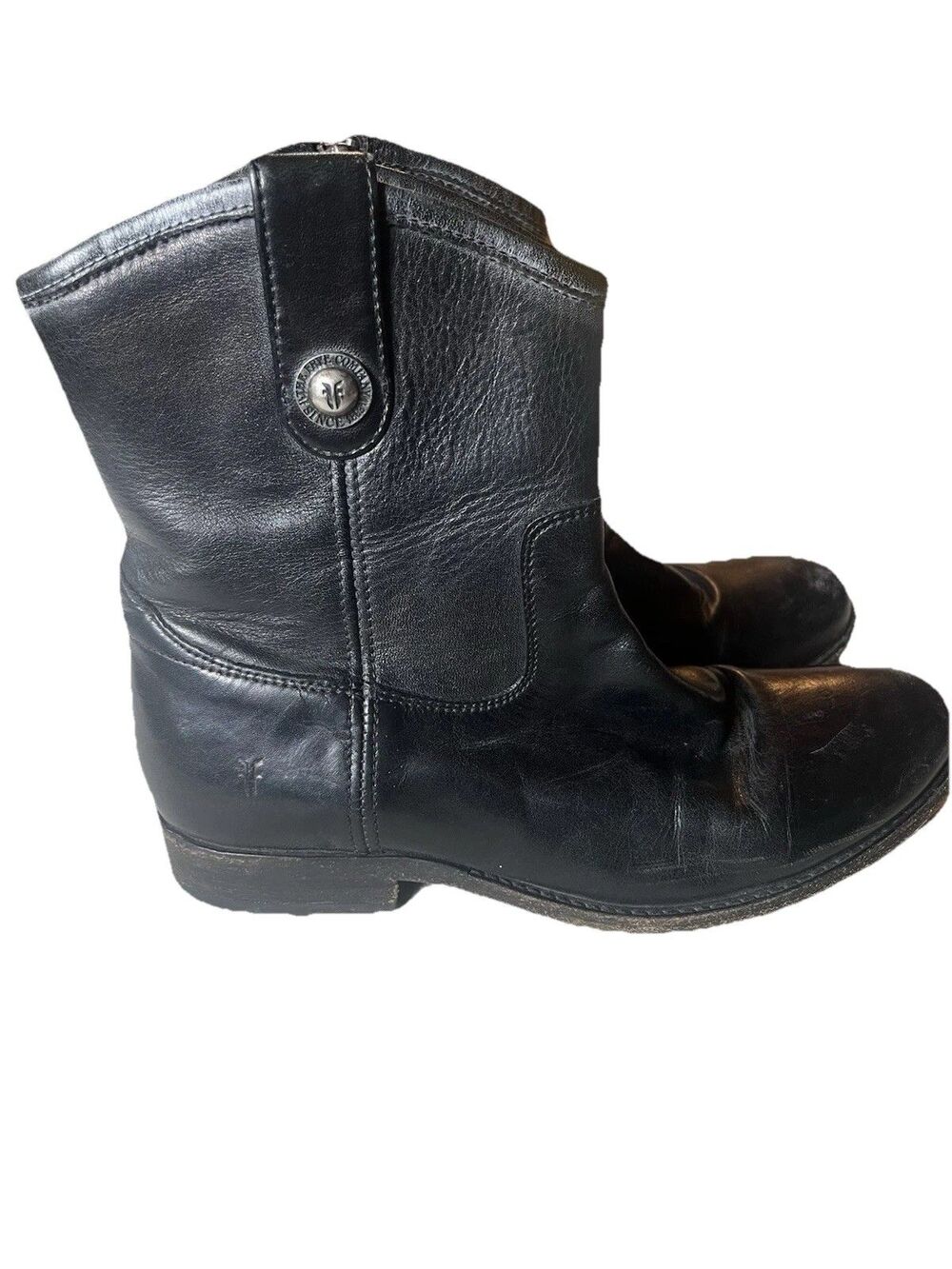Women’s Frye Melissa Button Short Leather Ankle Booties size 6 Black